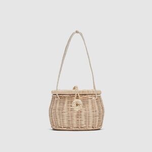 ZARA Raffia Basket Tote Handbag